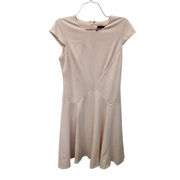 NWT Tommy Hilfiger Dress 6 Powder Pink Fit & Flare Pleated Cap Sleeve Above Knee - Picture 1 of 5